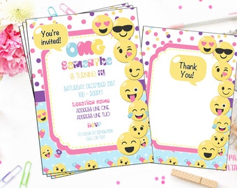 Emoji Birthday Invitation Tween Or Teen Birthday Invites Etsy