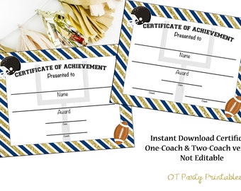 football certificate etsy