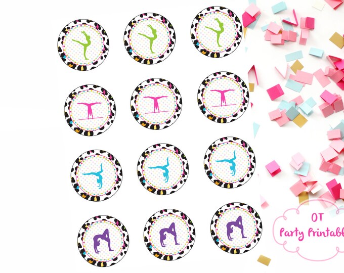 Gymnastics Party Printables 2 Inch Round Gymnastics Labels YOU PRINT ...