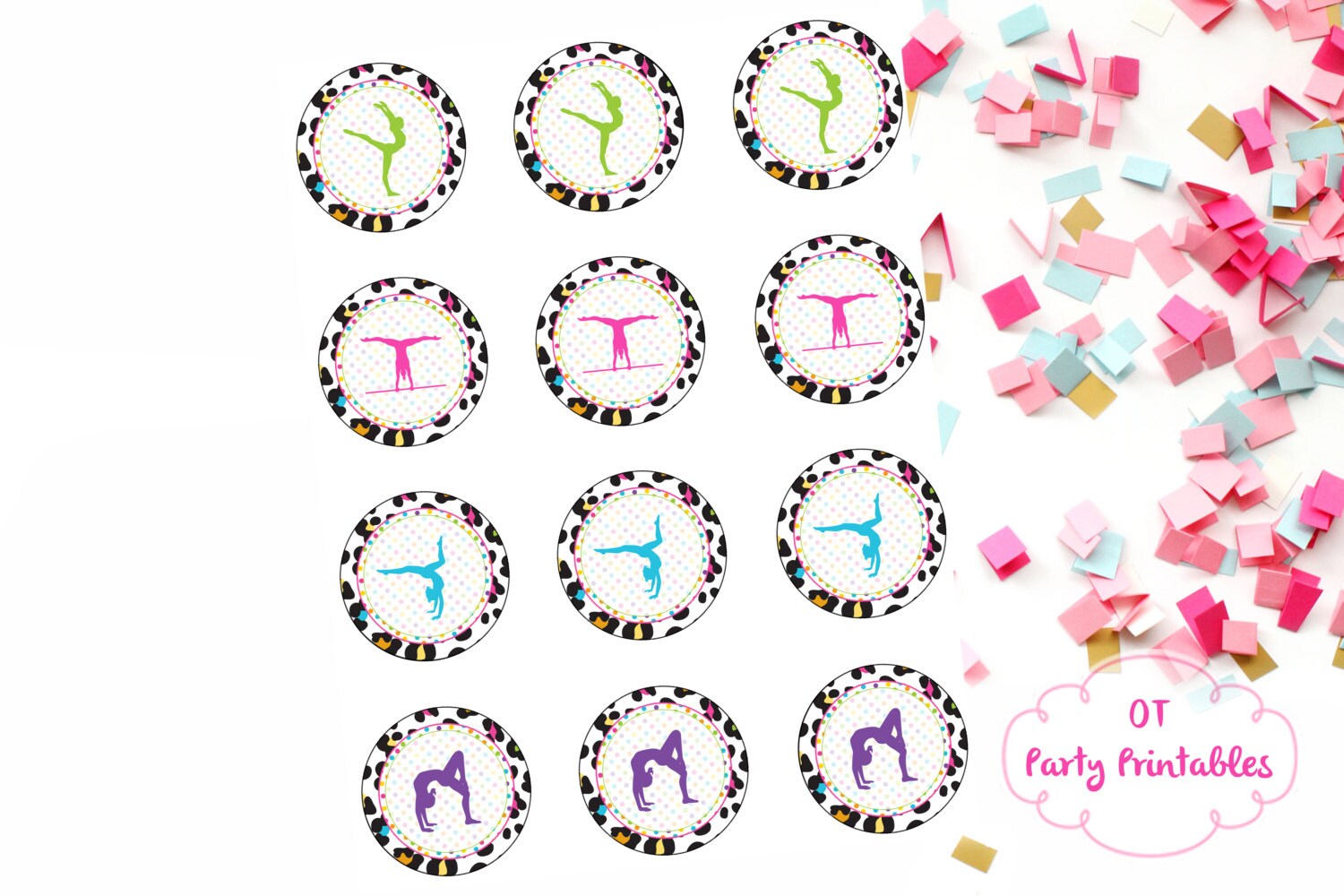 Gymnastics Party Printables 2 Inch Round Gymnastics Labels | Etsy