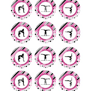 Gymnastics Party Printables 2 Inch Round Gymnastics Labels YOU PRINT ...