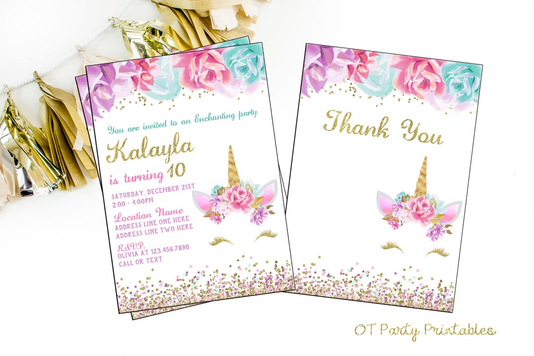 Unicorn Birthday Invitation Digital Unicorn Invitation You - Etsy