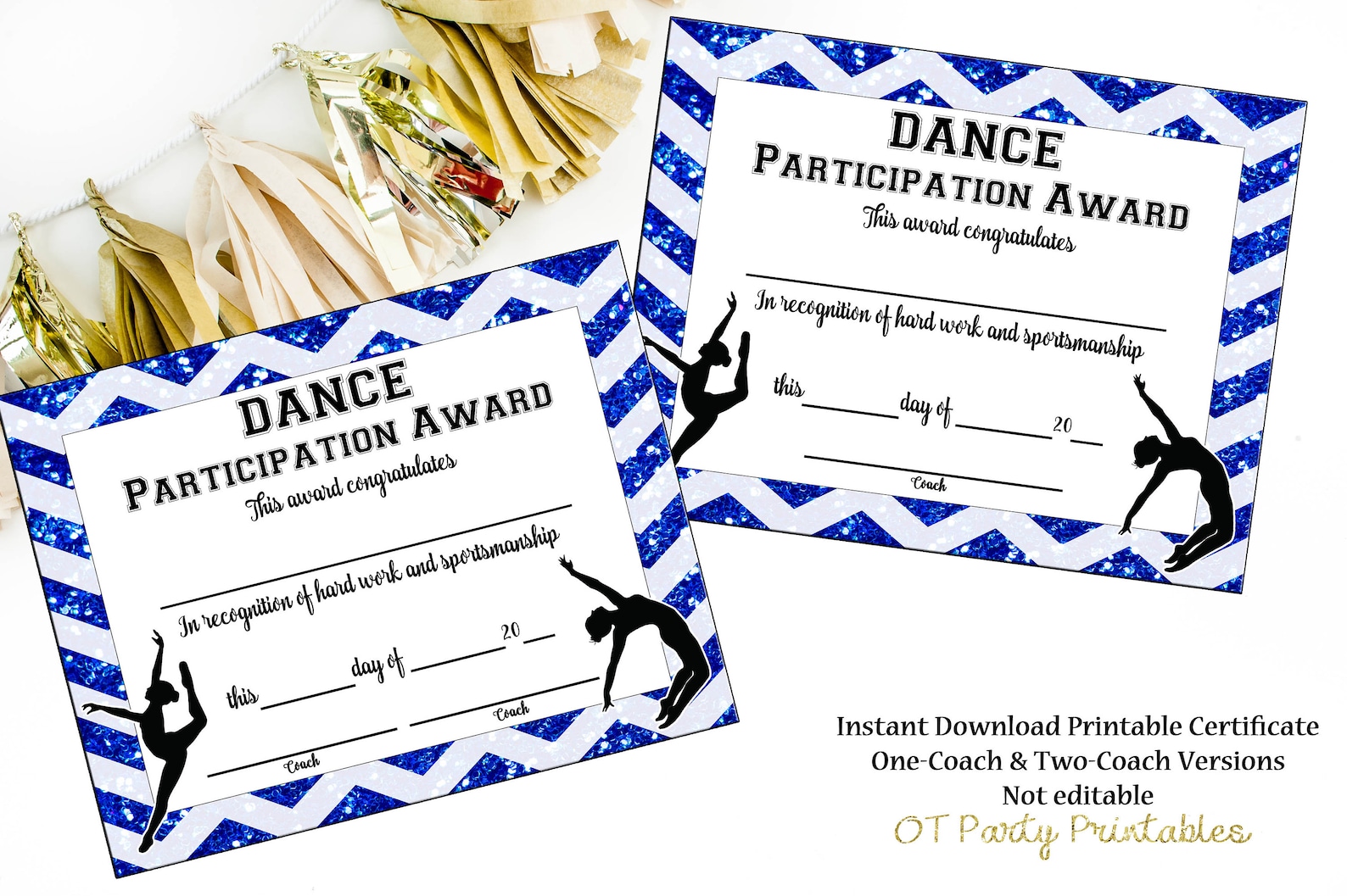 INSTANT DOWNLOAD Dance Certificate Dance Team Award Dance Line