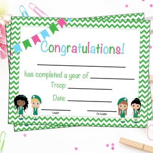 INSTANT DOWNLOAD - Scout Certificate of Completion - Scout Bridging Award - Junior Certificate - DIY - Print at Home - Not editable