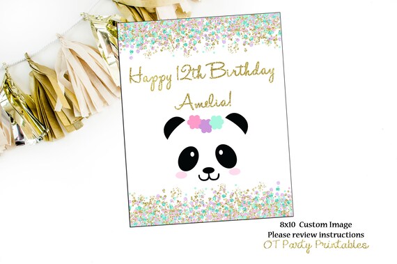Panda Digital Print Custom Panda Birthday Sign Panda Decor Etsy