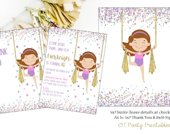 Aerial Kid Birthday Party Digital Invitation - Aerial Silk Party Invitation - Aerial Trapeze Digital Invite - I Edit - You Print