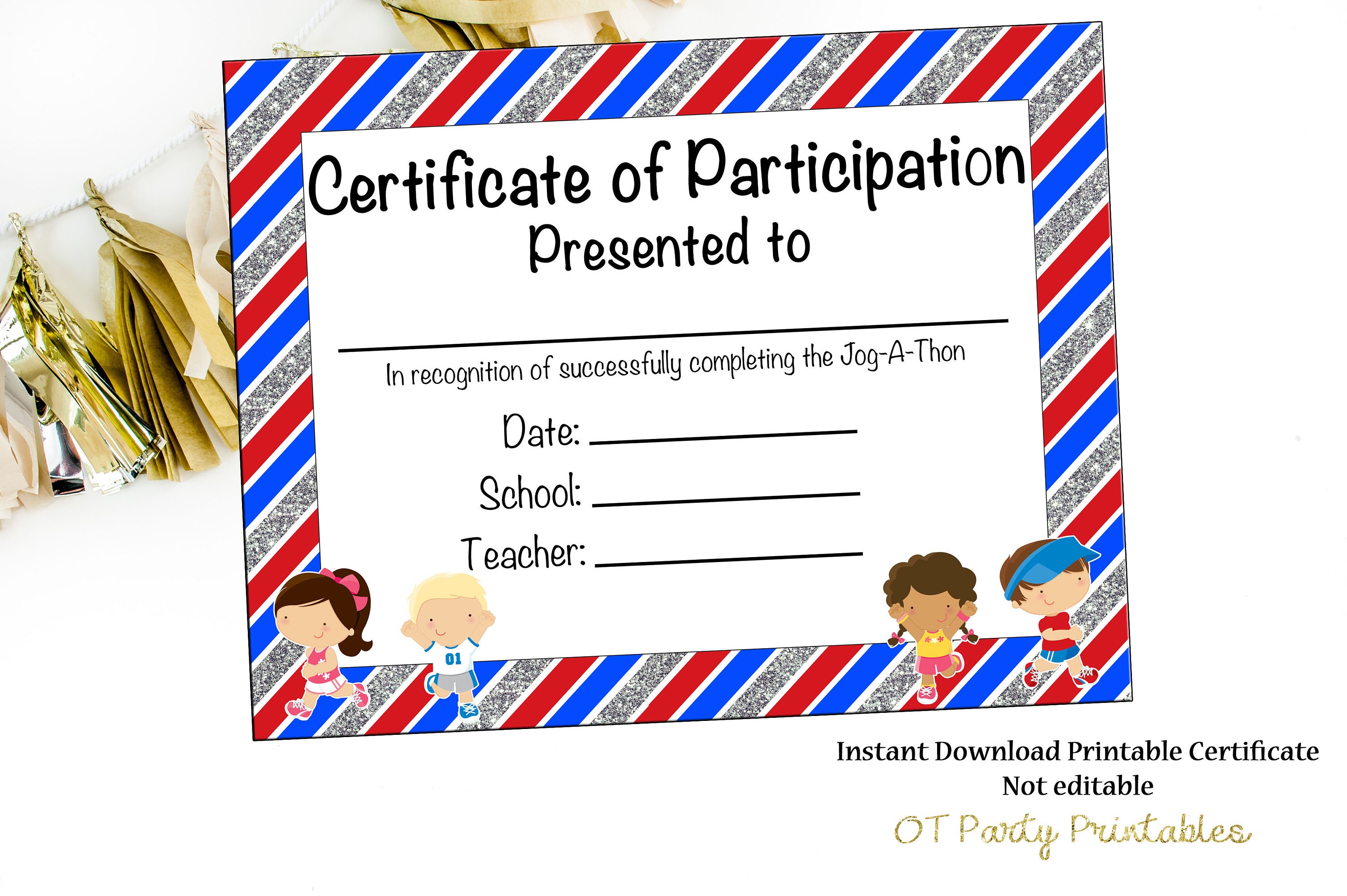 INSTANT DOWNLOAD - Fun Run Certificate - Jog a Thon Award - Running  Certificate - Jog-a-thon Printable - Running Achievement - YOU Print With Borderless Certificate Templates