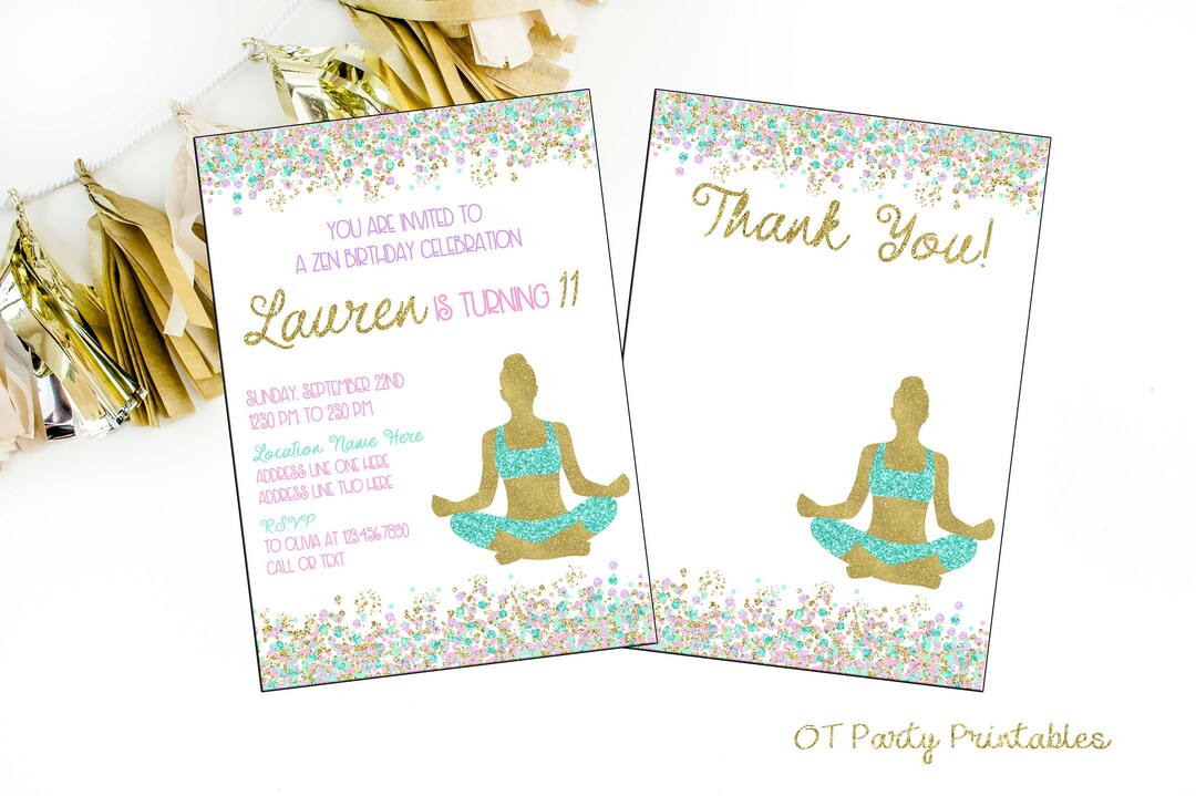 Yoga Birthday Party Digital Invitation Yoga Invitation - Etsy