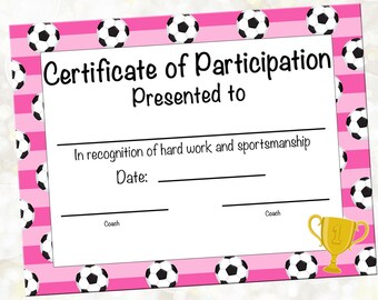 soccer certificate of achievement