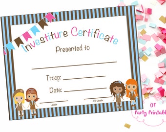 INSTANT DOWNLOAD - Investiture Ceremony Certificate - Printable - Print at Home - Instant Download - Bridging Ceremony - Rededication Award
