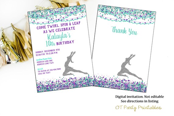 Danse Invitation Numerique Anniversaire Invitation Etsy