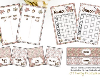 Bunco Printables - Bunco Fall Scorecard Set - Bunco Decorations - Printable Bunco Party - Bunco Tally Sheet - Bunco Table Cards - Leaves