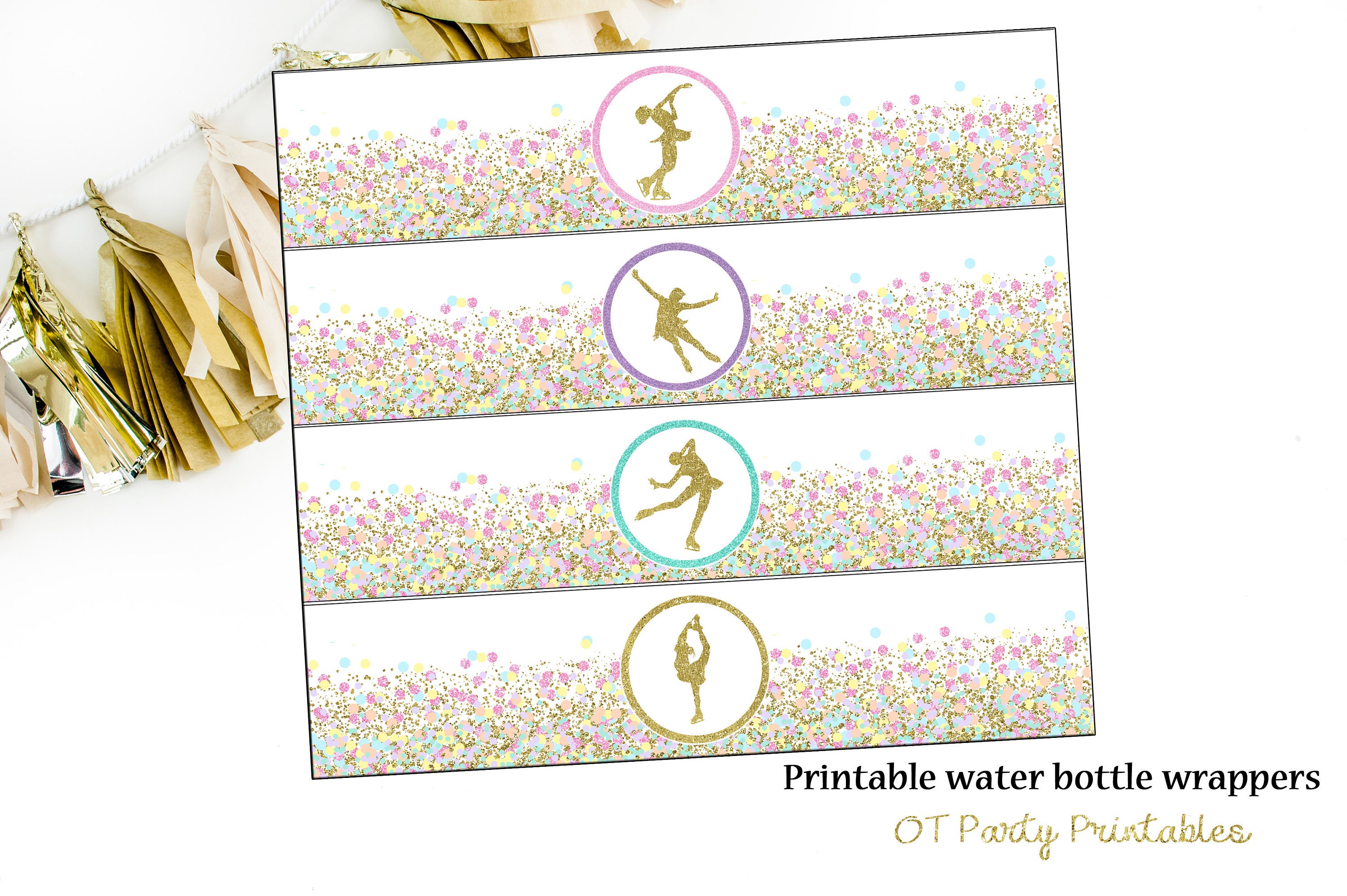 INSTANT DOWNLOAD Ice Skating Water Bottle Wrapper Printable Water ...
