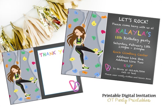 Girl Rock Escalade Invitation Invitation Danniversaire Etsy Girl Rock Escalade Invitation Invitation Danniversaire Etsy