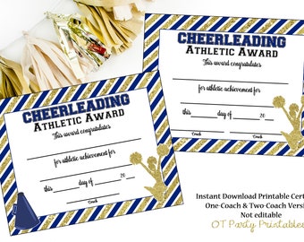 INSTANT DOWNLOAD - Cheerleading Certificate - Cheerleading Award - Cheerleading Printable - Cheerleading Achievement - End of Season Award