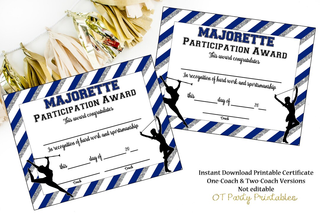 INSTANT DOWNLOAD Majorette Certificate Dance Award Drill Printable End