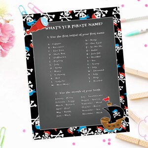 INSTANT DOWNLOAD Pirate Printable Pirate Name Printable What is Your Pirate Name Pirate Party Decor Pirate Birthday Party image 1