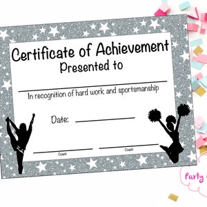 Cheerleading Certificate - Cheerleading Award - Cheerleading DIY - Cheerleading Printable - Cheerleading Achievement - End of Season Award