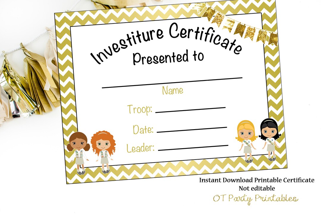 Investiture Ceremony Certificate Printable Print at Home Instant ...