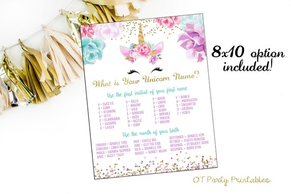 instant download unicorn name generator unicorn party etsy