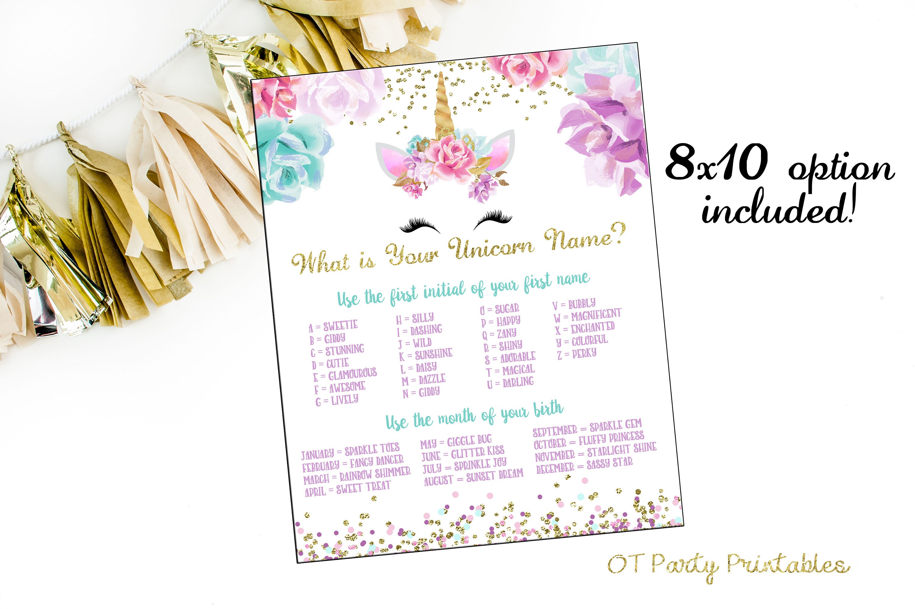 instant download unicorn name generator unicorn party etsy