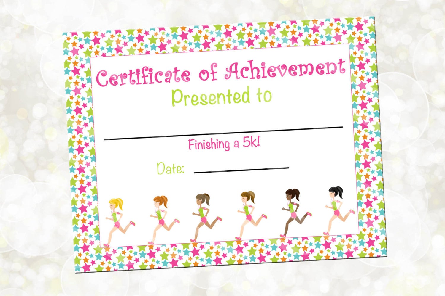Running Certificate Running Award 5k Award YOU Print Instant Download
