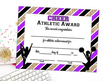 INSTANT DOWNLOAD - Cheerleading Certificate - Cheerleading Award - Cheerleading Printable - Cheerleading Achievement - End of Season Award