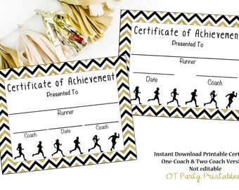 INSTANT DOWNLOAD - Cross Country Certificate - Track and Field - Running Certificate - Jog-a-thon Printable - Running Achievement