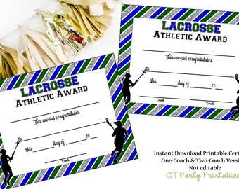 Lacrosse Award Certificate - Etsy