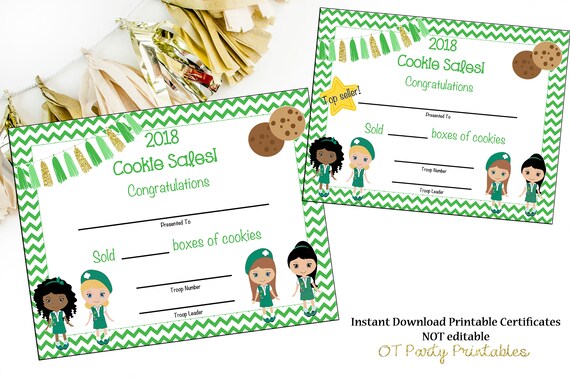 cookie sales certificate cookie sales award scout cookie etsy