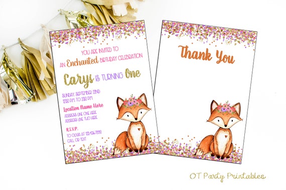 Renard Parti Numerique Invitation Anniversaire Invitation Etsy Renard Parti Numerique Invitation Anniversaire Invitation Etsy
