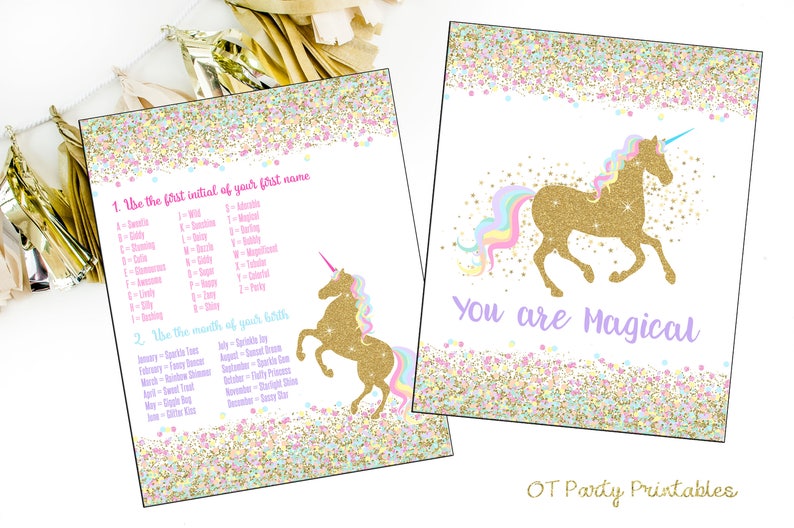 instant download unicorn name generator unicorn party etsy