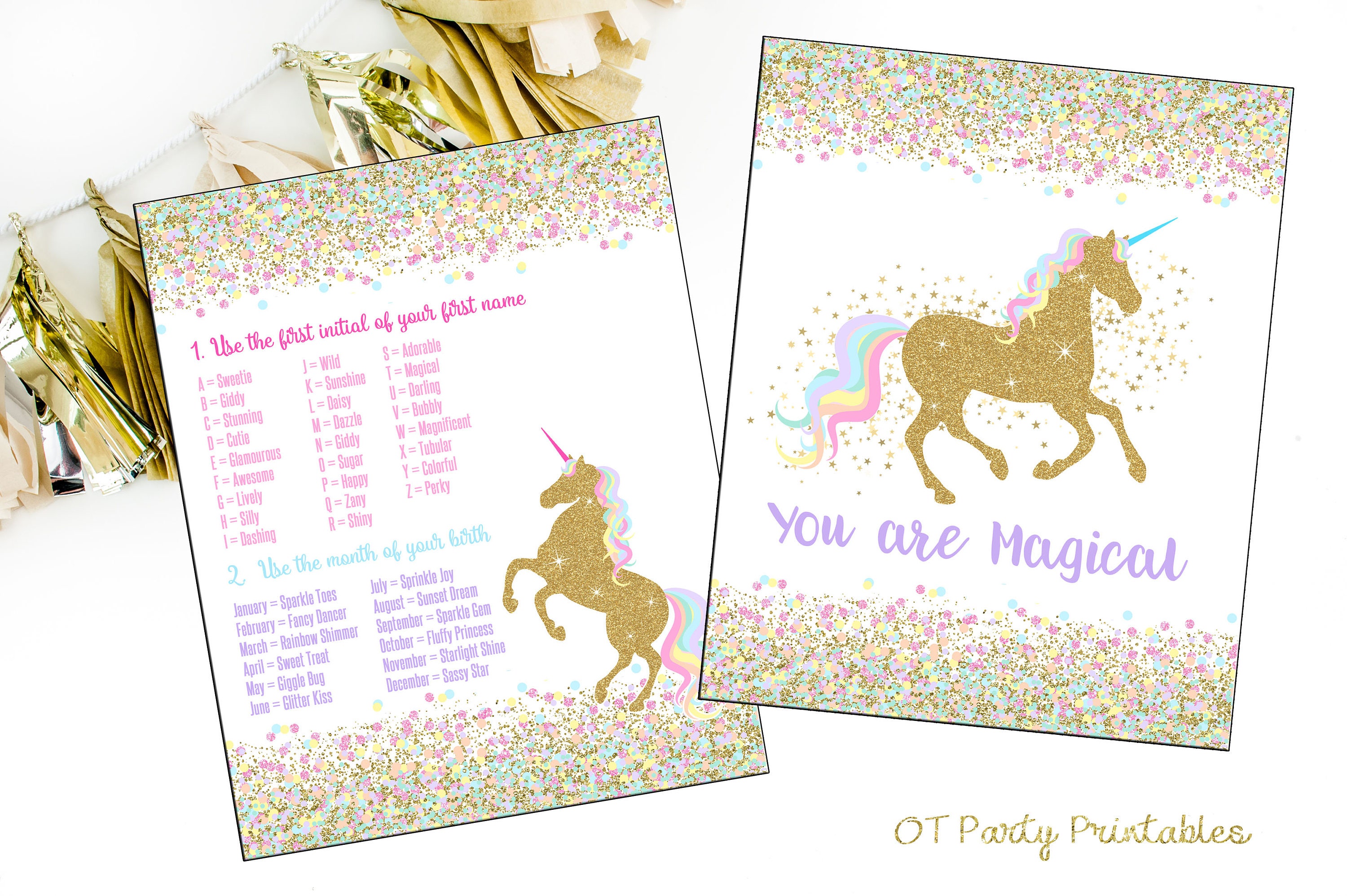 instant download unicorn name generator unicorn party etsy