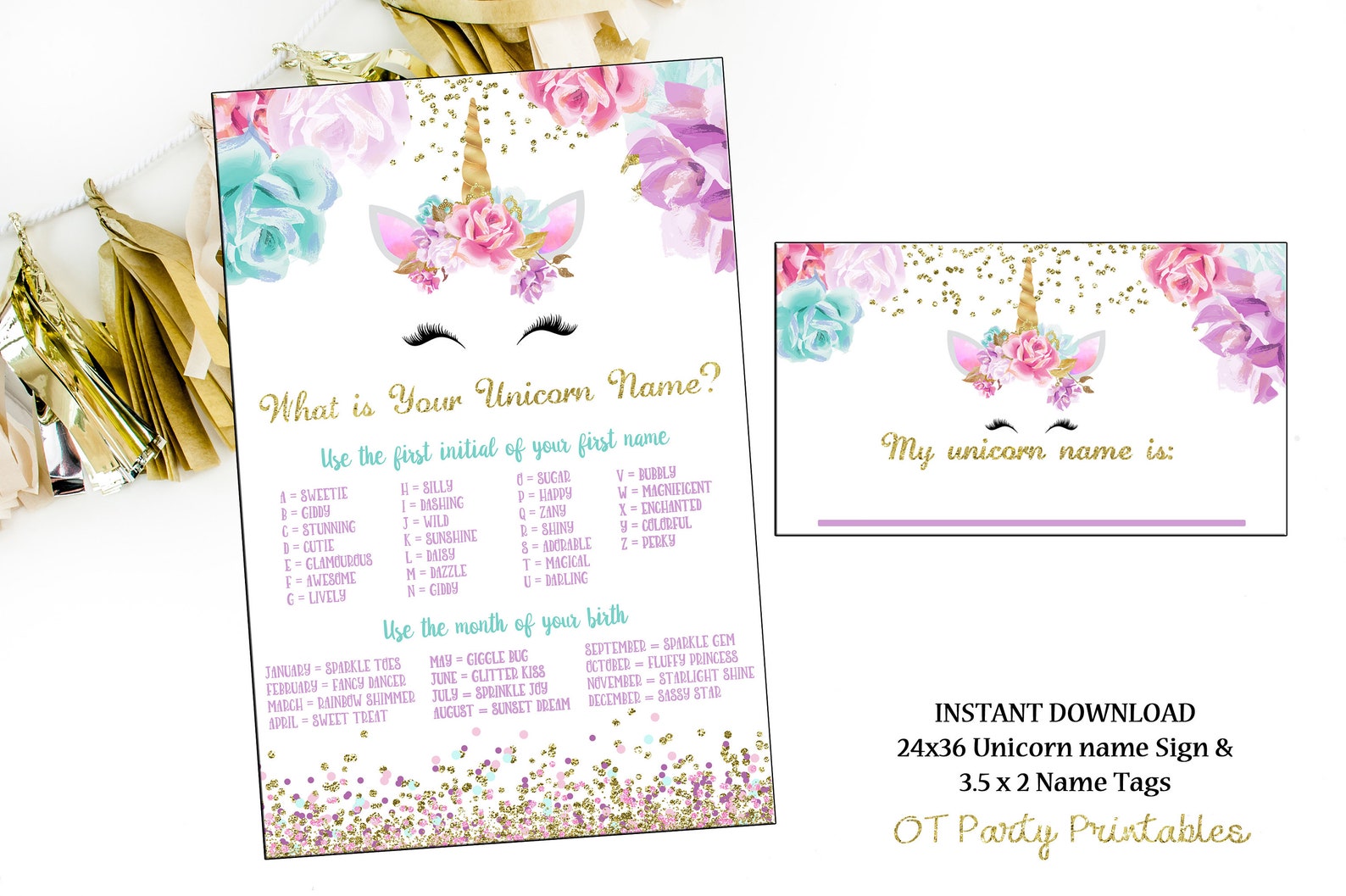 instant download unicorn name generator unicorn party etsy
