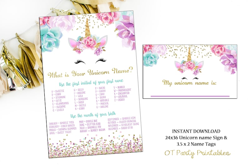 instant download unicorn name generator unicorn party etsy