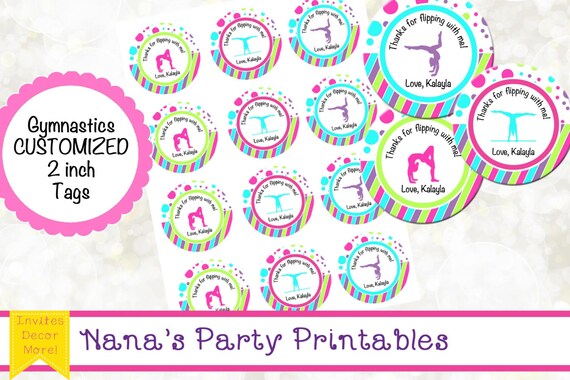 Gymnastics Party Printables 2 Inch Round Gymnastics Labels | Etsy