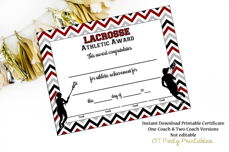 INSTANT DOWNLOAD Lacrosse Certificate LAX Award Lacrosse Etsy