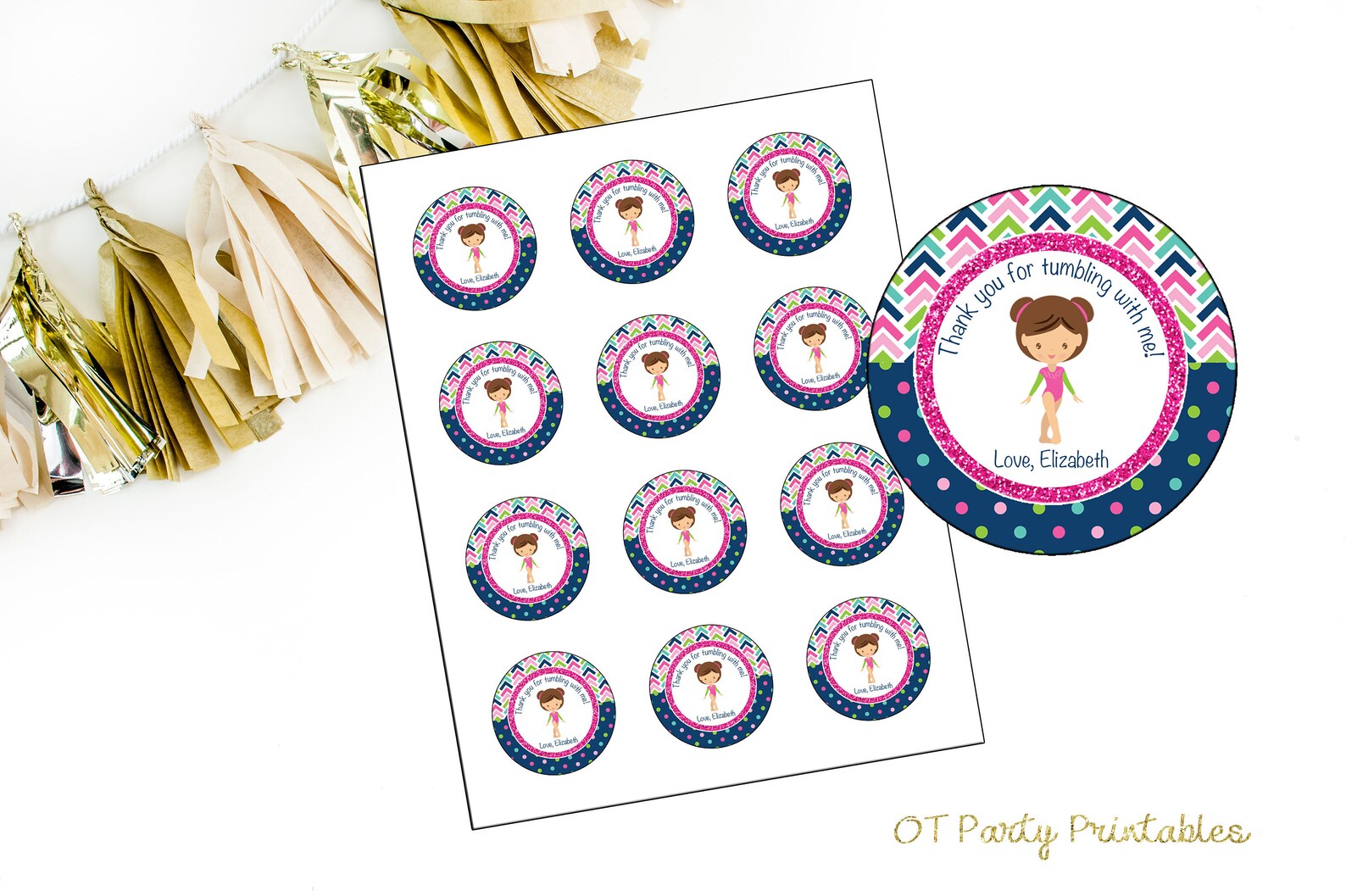 Gymnastics Party Printables 2 Inch Round Gymnastics Labels - Etsy