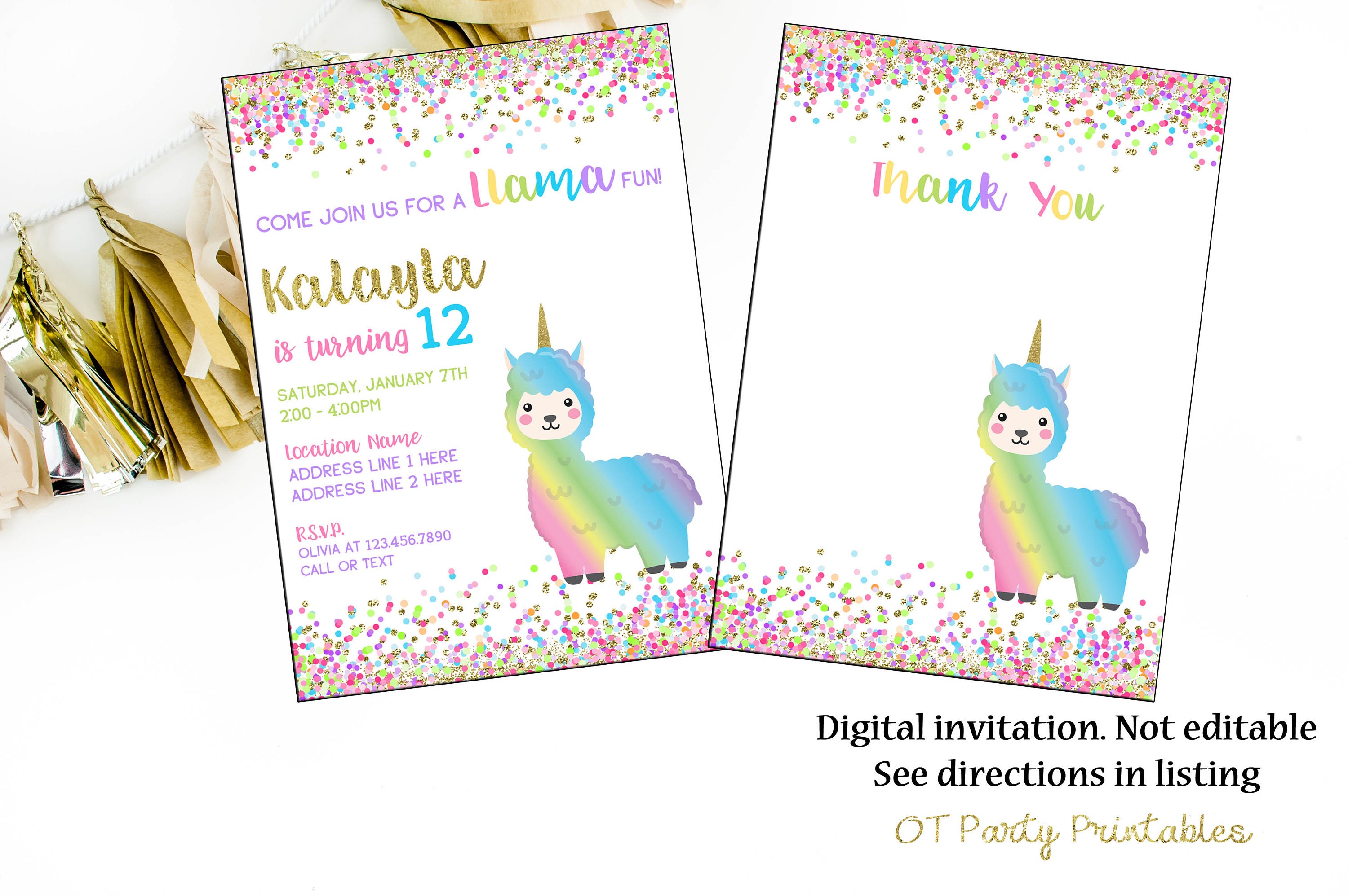 Lama Licorne Invitation Anniversaire Invitation Numerique Etsy Lama Licorne Invitation Anniversaire Invitation Numerique Etsy