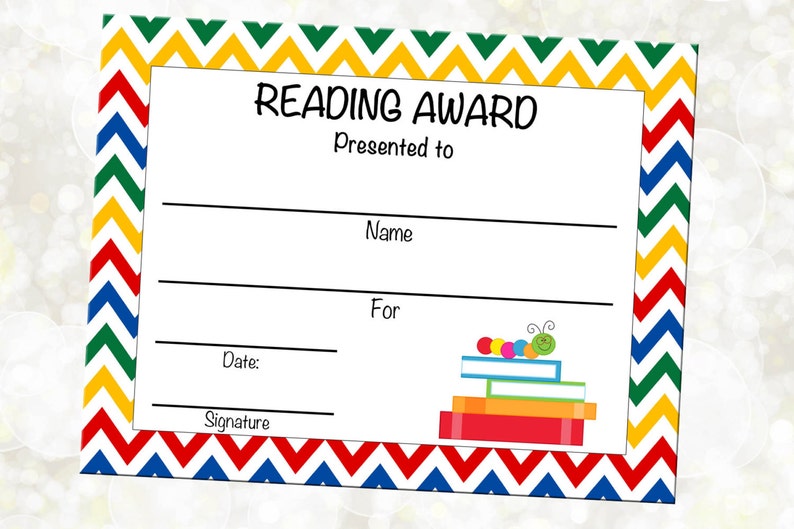 INSTANT DOWNLOAD Reading Award Reading Certificate - Etsy