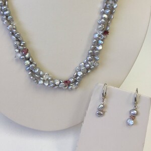 Grey Pearl Necklace and Earring Set