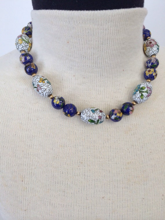 Vintage Chinese Cloisonné Bead Necklace