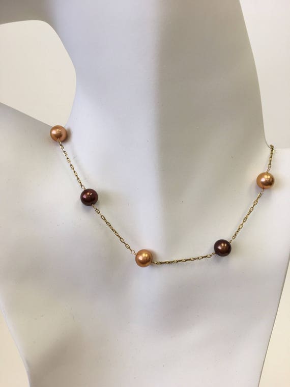 Classic 14kt Gold and Pearl Tin Cup Necklace