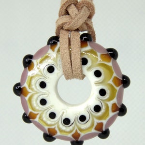 Handmade Lampwork Glass Mandala necklace.