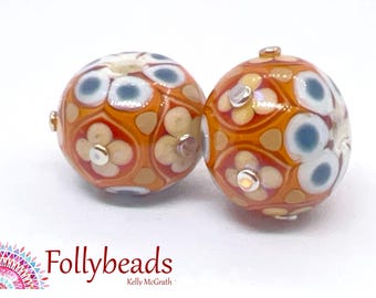 Handmade lampwork glass bead earring pair