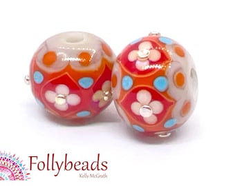 Handmade lampwork glass bead earring pair