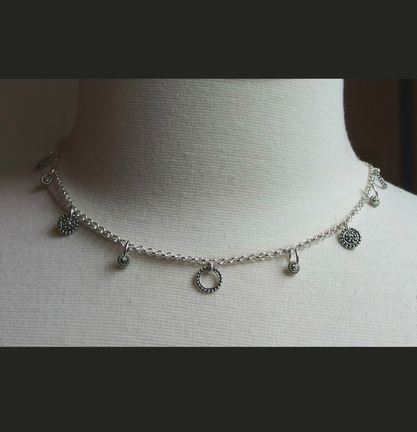 Sterling Silver charm choker necklace modern charm necklace Etsy