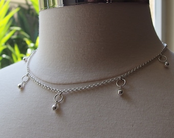 Silver Choker Necklace silver sterling classic necklace modern smooth teardrop pendant 925 silver chain necklace everyday polished versatile