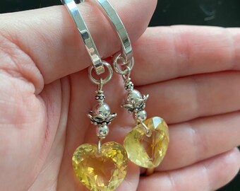 Pendientes largos de corazón de cuarzo limón con piedras preciosas grandes AAA y cuentas de Bali de plata esterlina oxidada, enormes pendientes bohemios llamativos
