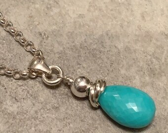 Collar con colgante de turquesa de la Bella Durmiente, colgante bohemio de plata de ley, anillos con venas azules turquesas, belleza mía